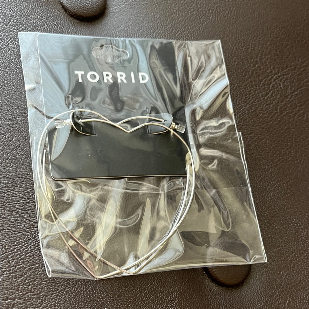 torrid Silver Heart Hoop Earrings - Open Heart Statement Hoops - Picture 2 of 5
